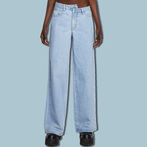 NWT Asymmetric Baggy Jeans MOMOKROM (dolls kill) XS